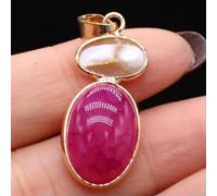 5pcs 15x35mm Natural Stone Agates Pearl Gems Pendants Oval Gold plated Pendants-Rose red Agate