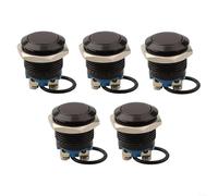 5PCS 16mm Metal Momentary Push Button Switch with Black Plated Flat Head for Motor Start Reset and Access Control Applications
