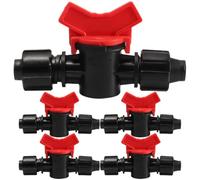 5pcs 16mm Plastic Ball Valve 2 Ways Black Shut Off Valve