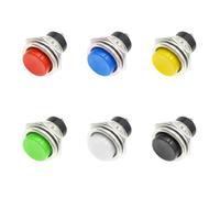 5PCS 16mm Round Momentary Switch 3A125VAC/6A125VAC DS-212 SPST Self-reset Push Button Switch Red/Green/Blue/Yellow/White/Black(Green,5pcs)