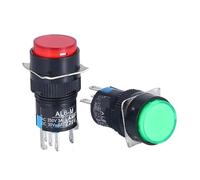 5PCS 16mm With Light 24V 5Pin Push Button Switch AB6 Round Self-Locking Self-Reset Start Up Switch 3A/250V Power Switchwes(Yellow 5P Reset 24V,20PCS)
