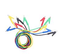 5PCS 1m Brass Double End Clip Test Cable, Wireless Electrical Testing Tool, High Conductivity Jumper Wire with PVC Sheath for Power Connection and Teaching