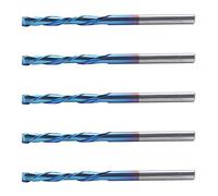 5Pcs 2 Flute Tungsten Steel Milling Cutter, CNC Milling Tool with Nano Blue Coating, High Hardness Wear Resistant Cutting Bit for Aluminum Copper Iron, 3.175x22x55mm