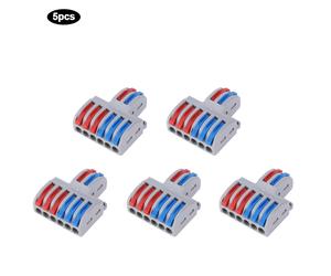 5pcs 2 in 6 out Reusable Spring Lever Terminal