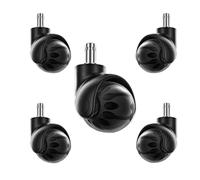 5pcs 2 Inch Ball Type General Furniture Office Chair Nylon Pu Wheel/insert Screw M11 Earth Wheel Caster(Black)