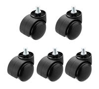 5pcs 2" Office Chair Wheels - PVC Replacement Casters for Computer Desk, 360° Swivel, Smooth Rolling, Protects Hardwood Floors, Double Wheel, 125KG Capacity, M10 Screw Stem, Black