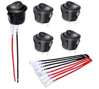 5pcs 2 Poles Round Rockers Switches With 15CM Cable Electrical Hobbyist Switches Metal For Various Gadgets Industrial Control Panel
