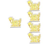 5pcs 2024 Graduation Cap Decoration Wedding Cake Decorations White Decor Display Stands Party Graduation Decorations Paper Graduation Prop Festival Decor Paper Craft Wood Golden Alipis