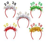5pcs 2025 Happy New Year Headband Christmas Headband, Reusable Adults Christmas Headdress, New Year parties Decoration Color Strip Headband, New Year's Eve Event Headband For Holiday And Photo Booths