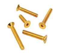 5pcs-20pcs DIN7991 M2 M2.5 M3 M4 M5 M6 Stainless steel with Gloden colour Titanium Gold Plated Flat Hex Countersunk head screw(M2x12 20pcs)