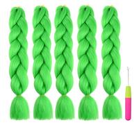 5Pcs 24" Green Ombre Jumbo Braid Hair - Synthetic Jumbo Braiding Hair Extension Afro Hair Extensions for Braiding Crochet Twist Braids