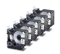 5Pcs 24mm D1 Standard Tape Labels,Compatible for Dymo 53713 Black On White Laminated Label,Compatible for LabelManager 450D 500TS Printers