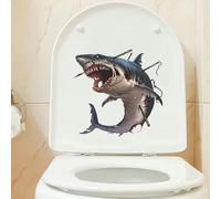 5Pcs 25 * 24cm Self-Adhesive Toilet Lid Stickers Funny Halloween Injured Shark Toilet Seat Stickers Funny for Lid Wall Car Stickers