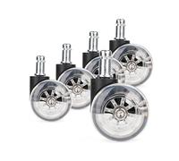 5PCS 2inches Office Chair Caster Wheels Swivel Rubber Soft Safe Rollers Transparent Furniture Wheel for Furniture
