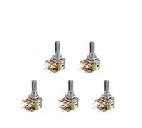5PCS 2K 10K 100K 250K 1M Ohm Variable Resistors Dual Linear 6 Pin Rotary Carbon Film Taper Potentiometer 20mm Shaft(50K Ohm)