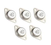 5Pcs 2N3055 Power Transistors NPN Metal Case 15A 60V 100V Collector Emitter Stainless Steel Set for Audio Amplifier Power Supply Motor Control