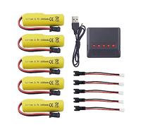 5PCS 3.7V 1000mAh Lithium Battery with 5 in 1 Charger for TB202 TB201 TM201 TM202 TC141 DE35 DE38 DE40 DE50 RC Stunt Car RC Toy Car RC Tumble Car Battery
