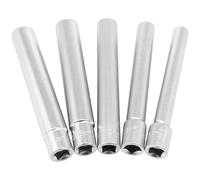5PCS 3/8" Drive Deep Metric Socket Set Chromium Vanadium Alloy Steel Hexagon Socket/Twelve Point Sockets 8MM 10MM 12MM 13MM 14MM for Automotive & Industrial(Inner six Angle,Silver)