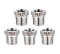 5pcs 3/8" NPT Male to 1/4" NPT Female Hex Bushing Reducers, Stainless Steel Hex Bushing Reducer Heavy-Duty Reducing Pipe Fitting Water Line Air Hose Adapter for Plumbing & Hydraulic Applications