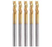 5Pcs 3 - Flute Flat End Milling Cutter, Tungsten Steel Milling Cutter with Round Shank, 3.175mm Diameter for Wood Acrylic PCB Engraving and 3D Carving
