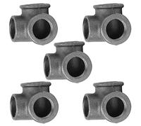5Pcs 3-Way Pipe Fitting, Malleable Iron Connectors Female Steampunk Thread 3-T Joint 90 Degree Side Outlet Elbow Water Pipe Tube Adapter (DN15(1/2"))