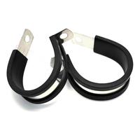 5pcs 304 Stainless Steel Rubber Lined P Clips - Durable Hose Pipe Clamps for Secure Cable Mounting (6mm~55mm)(55mm)