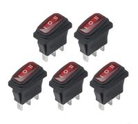 5PCS 30A On Off Rocker Switch 125V/250V AC 3P For Toggle Switch with Copper Foot and Silver for Reliable Electrical Control (red)