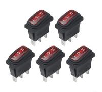 5Pcs 30A Rocker Switch SPDT On-Off-On, Waterproof Electric Power Switch with Silver Contacts for Automotive Marine Boat 125V/250V AC(red)