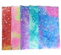 5PCS 30CM X 30CM DIY Fabric Tie Dye Crystal Velvet Short Plush Decorative Cloth Jewelry Cloth Toy Colth Fabric Shets Pack DIY Craft Patchwork Sewing Squares Assorted Colours (Meteor)