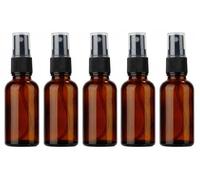5Pcs 30ml 1oz Amber Glass Fine Mist Spray Bottles for Essential Oils Mini Spray Bottles Refillable Cosmetic Container Perfume Sample Bottles Vials with Black Sprayers for Skin Care and Aromatherapy