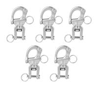 5pcs 316 Stainless Steel Swivel Jaw Snap Shackles, Heavy Duty Quick Release Spring Hook Clips, Marine-Grade Carabiner Sailboat Lift Rope Shackle for Sailing Rigging Climbing Towing Industrial Halyard