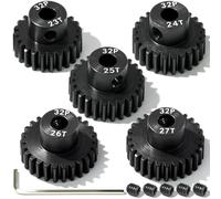 5Pcs 32P Hardened Steel Pinion Gear Set 5mm Shaft 23T 24T 25T 26T 27T Motor Pinion Gear with M4 Screw and Hex Key, for Arrma HPI Kyosho Losi Axial Traxxas Tamiya 1/10 RC Car and 540/550 Motors
