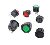 5pcs 3A 250VAC/6A 125VAC Round Rocker Switch KCD1 On-Off SPST Mini 2Pin Toggle Switch 6A 250V/10A 125V 20mm (Color : 2, Size : 16mm)(1,16mm)