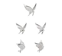 5Pcs 3D Butterfly Wall Decor Resin Wall Art for Outdoor, Silver | Butterflies Walled Sculpture Decorations for Living Room Garden Yard Outdoor Gallery