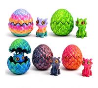 5Pcs 3D Printed Dragon Egg Set, Fantasy Desk Decor for Home and Office, Multi-Color Collection with Red Gold, Blue Green, Macaron, Black Red Designs
