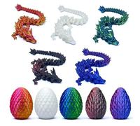 5PCS 3D Printed Dragon Eggs with Dragon Inside, 2 Style Mini Mystery Dragon Egg Articulated Crystal Dragon Toy, Easter Eggs - Unique Gift Idea (Multicolor2 (4 Regular Colors+1 Glows in the Dark))
