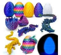 5PCS 3D Printed Dragon Eggs with Dragon Inside, 2 Style Mini Mystery Dragon Egg Articulated Crystal Dragon Toy, Easter Eggs - Unique Gift Idea (Multicolor7 (4 Regular Colors+1 Glows in the Dark))