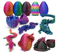 5PCS 3D Printed Dragon Eggs with Dragon Inside, 2 Style Mini Mystery Dragon Egg Articulated Crystal Dragon Toy, Easter Eggs - Unique Gift Idea (Multicolor4 (5 Regular Colors))