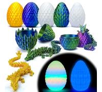 5PCS 3D Printed Dragon Eggs with Dragon Inside, 2 Style Mini Mystery Dragon Egg Articulated Crystal Dragon Toy, Easter Eggs - Unique Gift Idea (Multicolor5 (3 Regular Colors+2 Glows in the Dark))