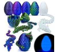 5PCS 3D Printed Dragon Eggs with Dragon Inside, 2 Style Mini Mystery Dragon Egg Articulated Crystal Dragon Toy, Easter Eggs - Unique Gift Idea (Multicolor3 (4 Regular Colors+1 Glows in the Dark))