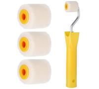 5PCS 4/5 inch Mini Paint Rollers for Touch up Trim Edge or Corner Small Roller Paint Brush Tiny Corner Painting Tool Professional Wool Brushes for Painting(1 Brush +4 Rollers)