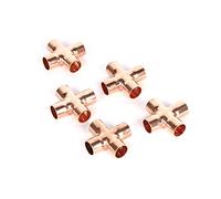 5Pcs 4-Way Copper Cross Union Pipe Fitting Inner Diameter:15mm for Air-Conditioning System Piping Connections Welding