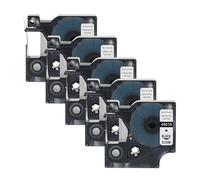 5PCS 45013 45010 Label Tape 6/9/12/19/24mm Compatible for Dymo D1 LabelManager Writer 280 160 260P for 45017 45018 40913(5PK Black on Clear,6mm)