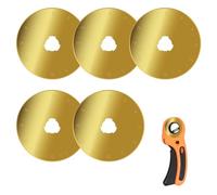 5PCS 45mm Rotary Cutter Blade, Titanium Fabric Rotary Cutter Replacement Blade Compatible with Olfa Fiskars Turecut Dremel Martelli DAFA for Fabric Leather Crafting Sewing Quilting Paper Scrapbooking