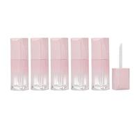 5Pcs 4ml Mini Square Lip Gloss Tube Containers with Wand Applicator Empty Refillable Plastic Lipstick Tube Lip Balm Pipe Vials DIY Container Jar Pot for Lip Balm Lip Gloss (Pink Gradient)