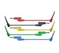 5Pcs 4mm Banana Plug to Test Hook Clip Multimeter Leads - 1m Stackable Cable with Nickel-Plated Copper Connectors for Red Black Yellow Green Blue