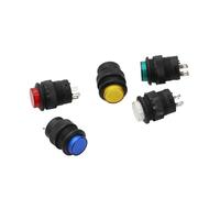 5Pcs 4pin Momentary/Latching Type 16MM White Red Blue Green Yellow LED Lamp Round reset Push Button Switch 3A/250VAC(Red,Momentary)