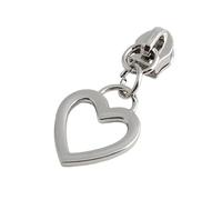 5PCS 5# Heart Shaped Zipper Puller Nylon Zipper Decorative Bag Clothes Jacket Zipper Puller DIY Sewing Cursor(Silver)
