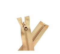 5Pcs, 5#, Nylon Dragon-Opening Zipper, Designed for Sportswear, Sun-Protective Jackets, and Single-Opening Applications.,Khaki,60cm