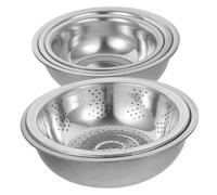 5Pcs 5-piece Vegetable Washing Basket Bowls Vegetable Colander Metal Colander Bowl Vegetable Drain Basket Cream Bowl mesh Strainer Metal Fruit Washing Bowl Food Stainless Steel Pot